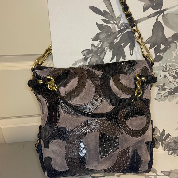 Coach 14339 Brown Suede Leather C Inlay Purse - Picture 15 of 16